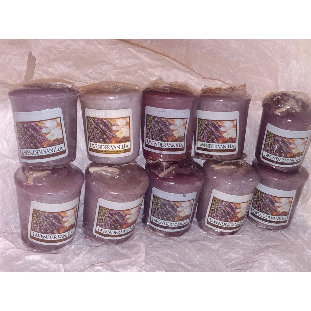 Yankee Candle LAVENDER VANILLA Lot Of 10 Votive Candles 1.75 Oz - RARE RETIRED